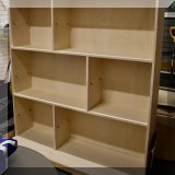 F38. Shell Lake Woodcrafters ash shelving wall unit with base. 